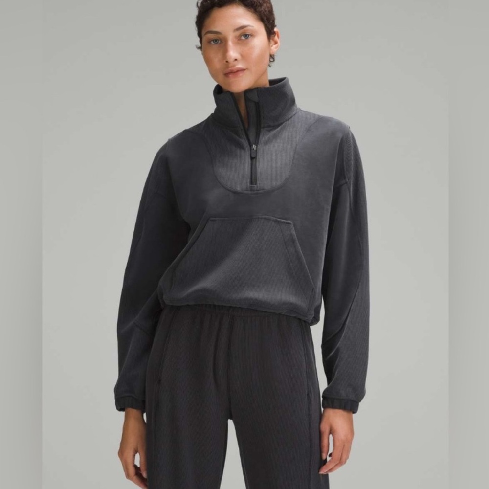 Lululemon Brushed Softstreme Ribbed Half Zip Black Size 2